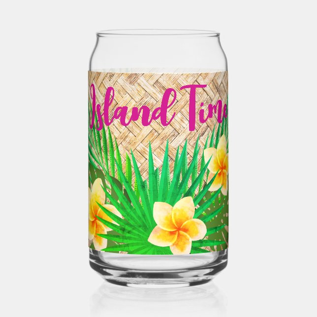 Verre Canette Tropical Floral Island Time Rotin (Recto)