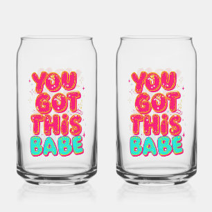 Verre Canette "Tu Vas Réussir Bébé" Typographie Rose Étincelante