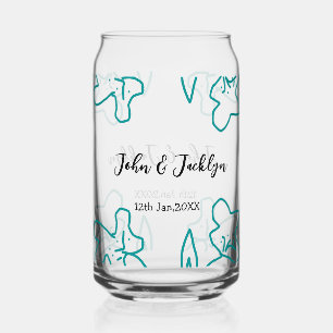 Verre Canette Turquoise bleu couple marié date flstylish