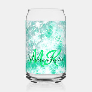 Verre Canette Turquoise sarcelle agate aqua monogramme ajouter l