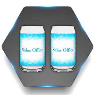 Verre Canette Turquoise sur Blanc, Monogramme - Parties scintill