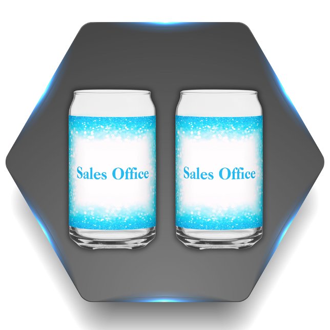 Verre Canette Turquoise sur Blanc, Monogramme - Parties scintill (Créateur téléchargé)