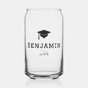 Verre Canette Typographie de la casquette noire Cadeau Grad pers