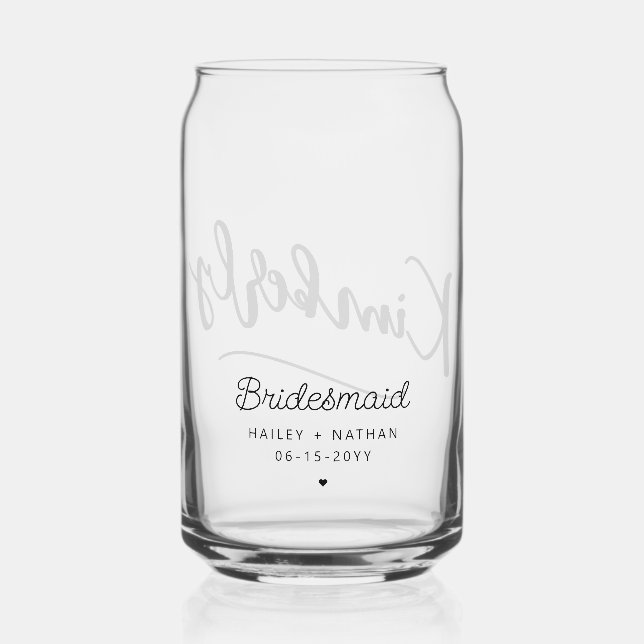 Verre Canette Typographie de script Elégante de Bridesmaid perso (Verso)