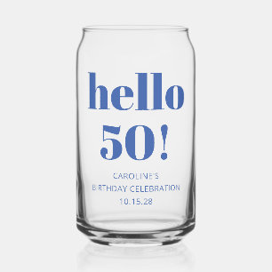 Verre Canette Typographie Gras Bleu Moderne Favori 50e Anniversa