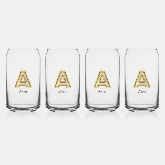 Verre Canette Typographie originale A Monogram Gold (Recto)