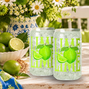Verre Canette Typographie vert citron audacieuse avec citron ver