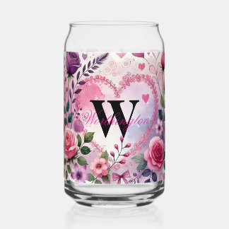 Verre Canette Typography text floral hearts romantic watercolor