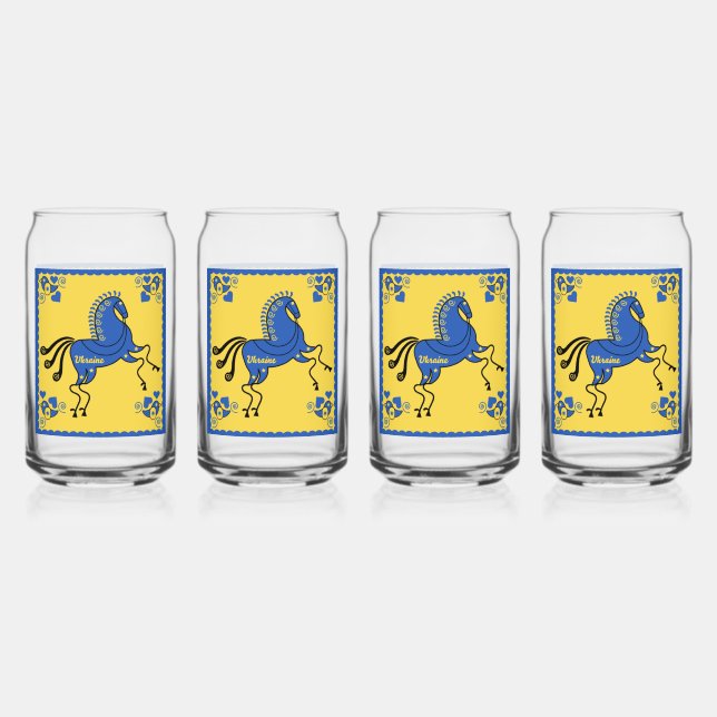 Verre Canette Ukraine Art populaire slave traditionnel (Recto)