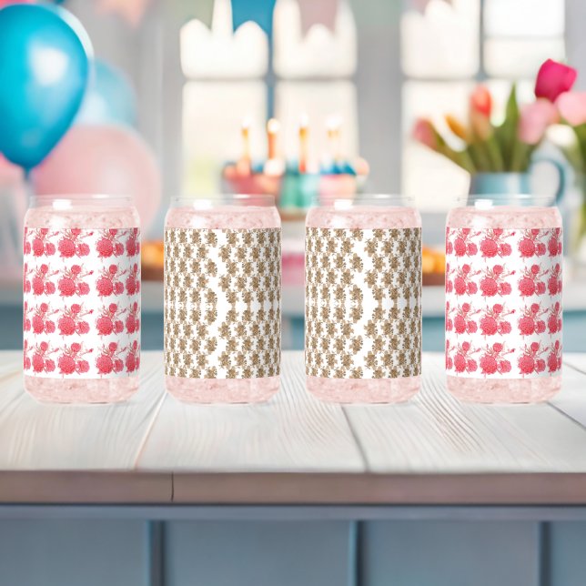 Verre Canette un arrière - plan blanc avec des fleurs marron (Insitu (Baby Shower))