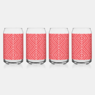 Verre Canette un arrière - plan rouge et blanc avec un motif dia