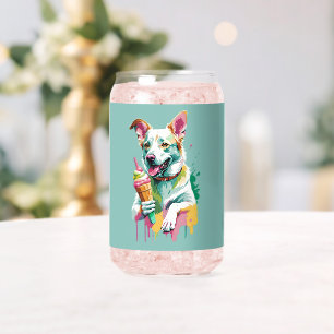 Verre Canette Un chien heureux mangeant une glace
