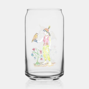 Verre Canette Un dessin au crayon de couleur d'une femme