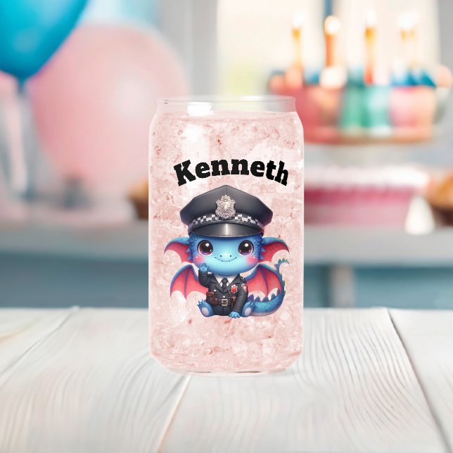 Verre Canette Un flic de dragon saluant ! (Insitu (Baby Shower))