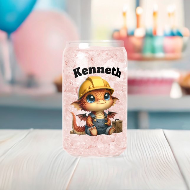 Verre Canette Un mignon dragon de bébé dans un casquette dur jou (Insitu (Baby Shower))