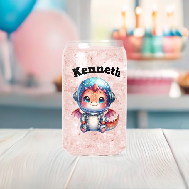 Verre Canette Un mignon petit dragon dans un casque spatial ! 🐉 (Insitu (Baby Shower))