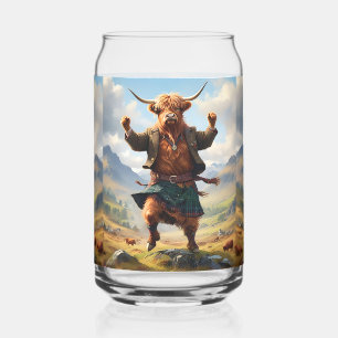 Verre Canette Vache des Highlands dansant le Highland Fling,