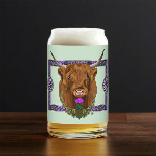 Verre Canette Vache Écossaise des Highlands Thistle Celtique Vio