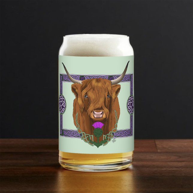 Verre Canette Vache Écossaise des Highlands Thistle Celtique Vio (Créateur téléchargé)