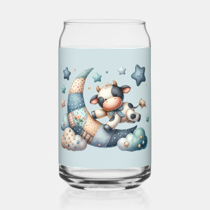 Verre Canette Vache patchwork mignonne sur la lune avec des étoi