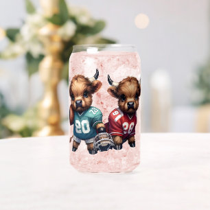 Verre Canette Vaches des Highlands et Football