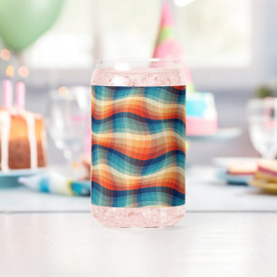 Verre Canette Vagues Rétro Colorées Vintage