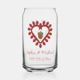 Verre Canette Valentines Day Love Heart Acorn Mariage Custom