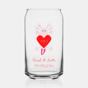 Verre Canette Valentines Jour Amour Coeur Axolotl Monogramme