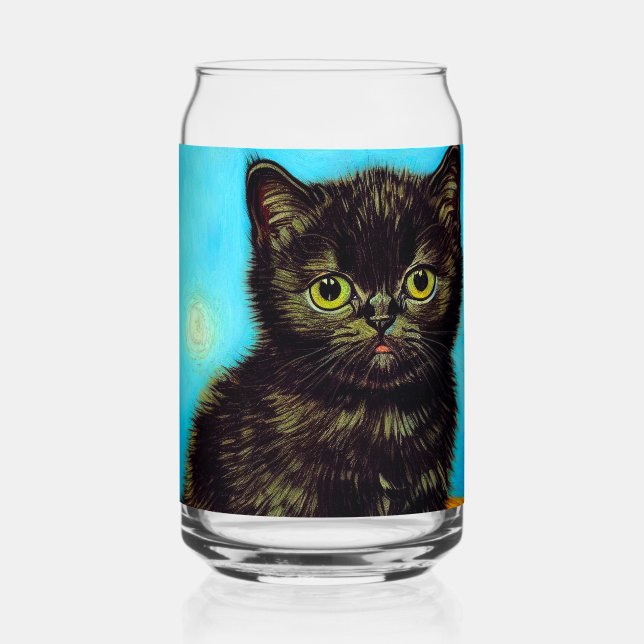 Verre Canette Van Gogh Style Pouting Kitten (Recto)