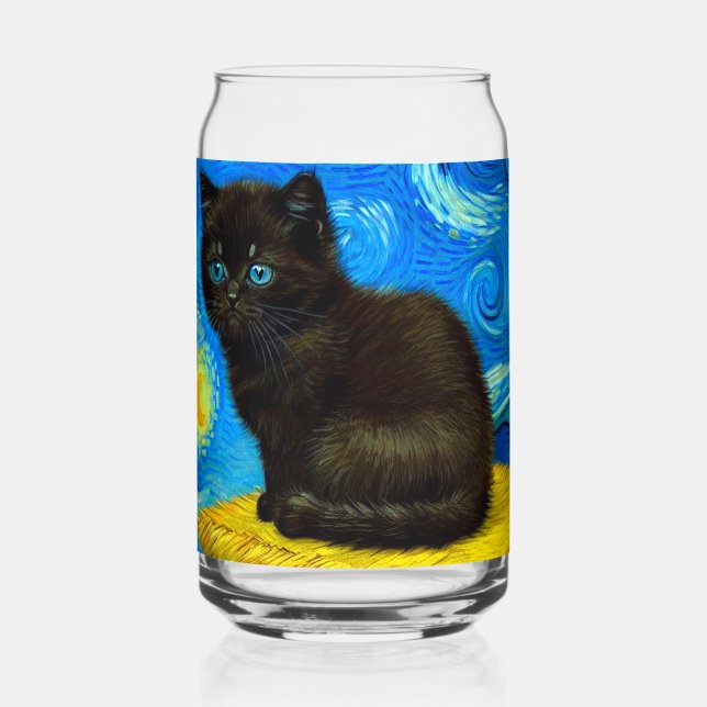 Verre Canette Van Gogh Style Starry Night Cat (Recto)