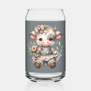 Verre Canette Veau mignon Farmcore dans une robe florale vintage