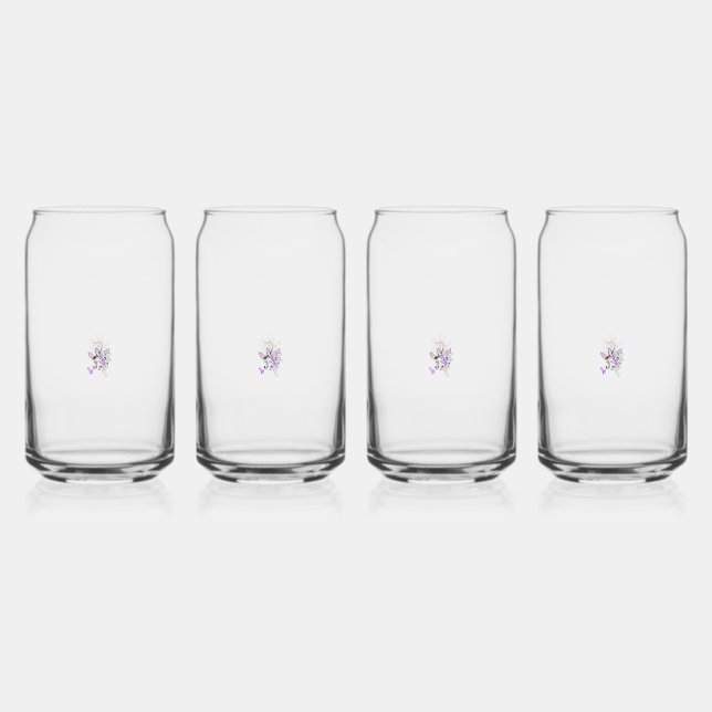Verre Canette Vecteur de tatouage fée papillon - Art Floral Vint (Recto)