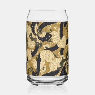 Verre Canette Ventilateur motif avec papillon Art décoratif japo
