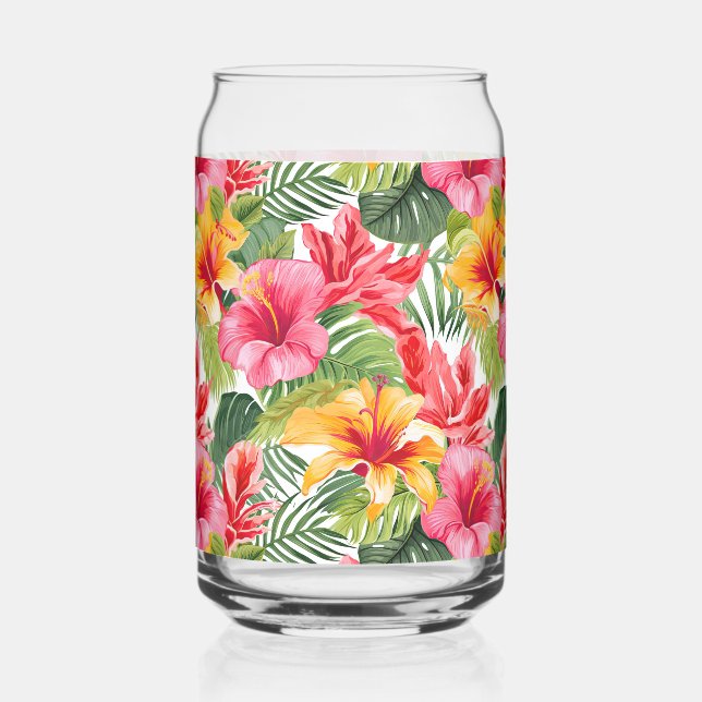 Verre Canette Verrerie de fleurs tropicales (Recto)