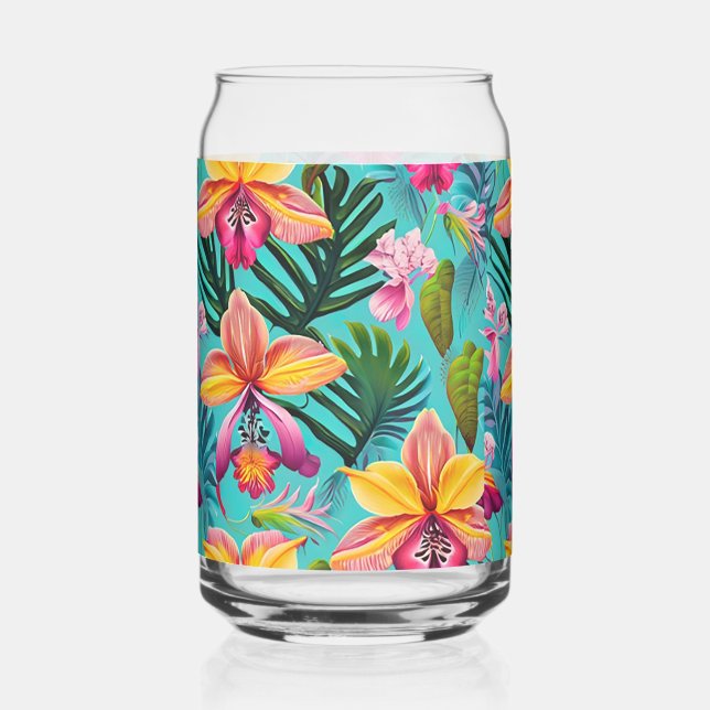 Verre Canette Verrerie de fleurs tropicales (Recto)
