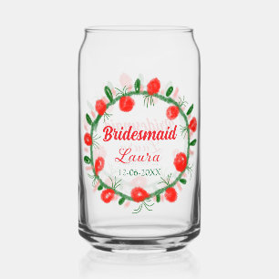 Verre Canette vert rouge fil cir ajouter nom bridesmaid année ca