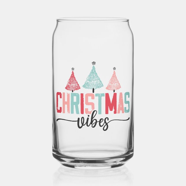 Verre Canette Vibes de Noël - Festive Tree Design (Recto)
