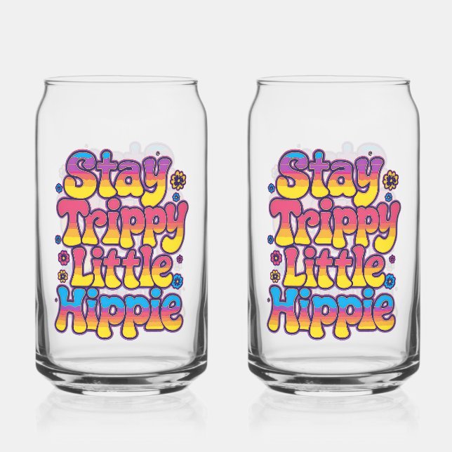 Verre Canette Vibrant Rainbow Stay Trippy Hippie Quote (Recto)