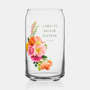 Verre Canette Vibrants Pavots Roses Floral Fête de Mariage