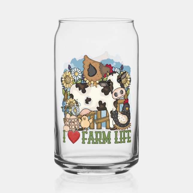 Verre Canette Vie agricole adorable Vache de campagne (Recto)