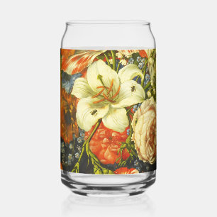 Verre Canette Vie morte avec fleurs et fruits