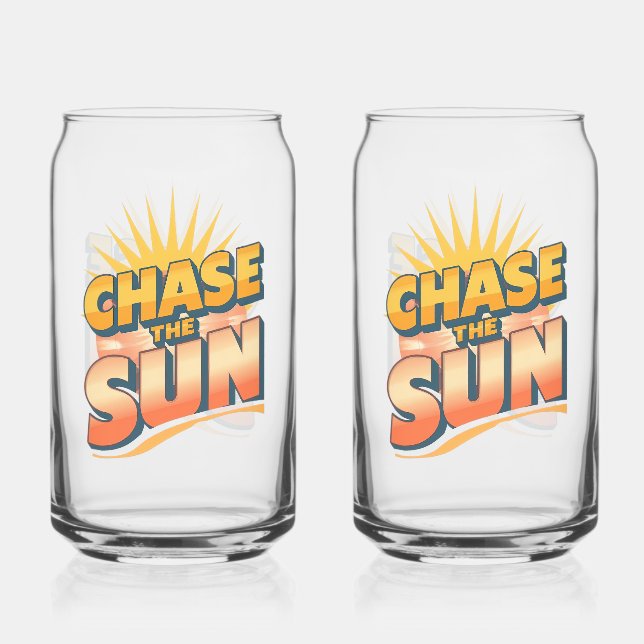 Verre Canette Vintage "Chase the Sun" Positive Energy (Recto)
