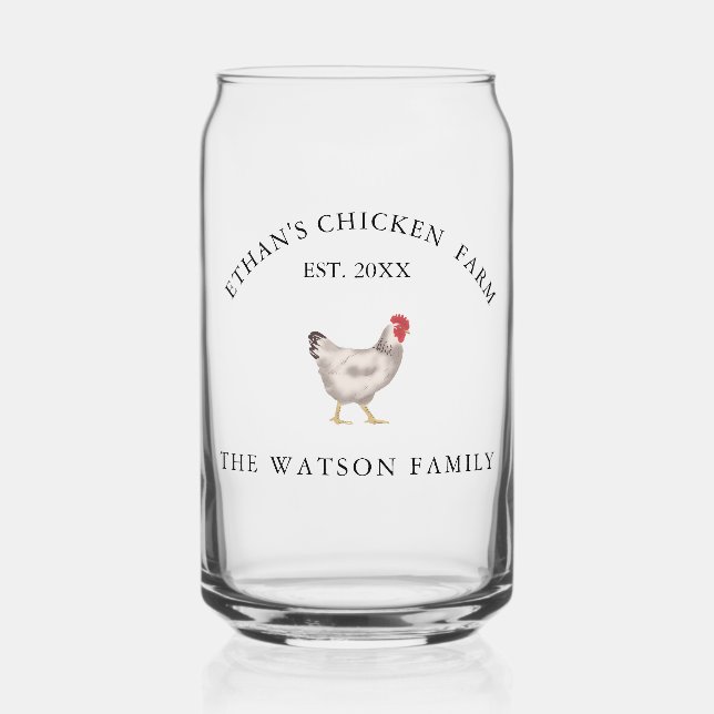 Verre Canette  vintage Family Chicken Farm Business (Recto)