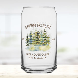 Verre Canette Vintage Foggy Green Forest Cabine Lodge