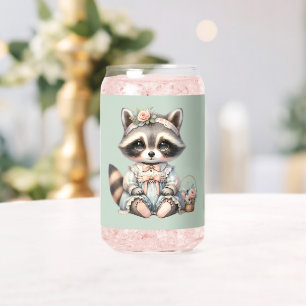 Verre Canette Vintage habillé Cottagecore Raccoon Pastel