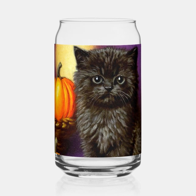 Verre Canette Vintage Halloween Kitten (Recto)