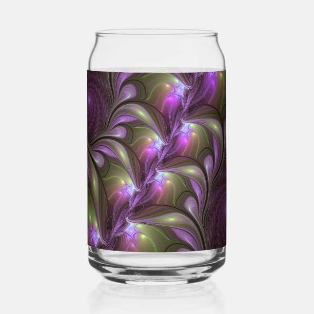 Verre Canette Violet Abstrait violet violet kaki fractal (Recto)