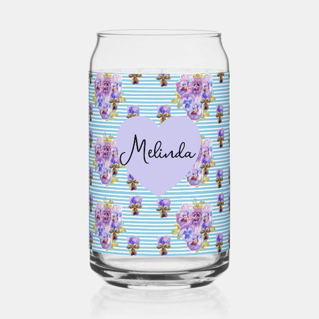 Verre Canette Violette Fleurie Violette Pourpre Lilas Nom de Fem (Recto)