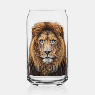 Verre Canette Visage de lion majestueux aux yeux bleus   Faune A