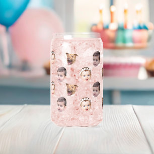 Verre Canette Visage personnalisé, cadeau familial unique 3 phot